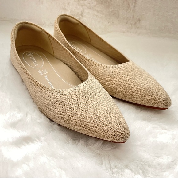 VIVAIA Aria Pointed-Toe Ballet Flats Ivory Water Repellent Womens Size 37.5 - Picture 5 of 9
